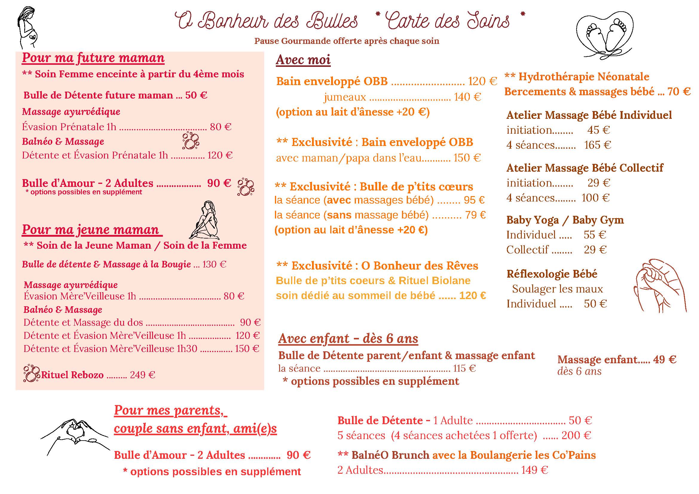 tarifs des soins